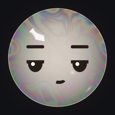 Yapp app icon: a soap bubble with a relaxed face on near-black